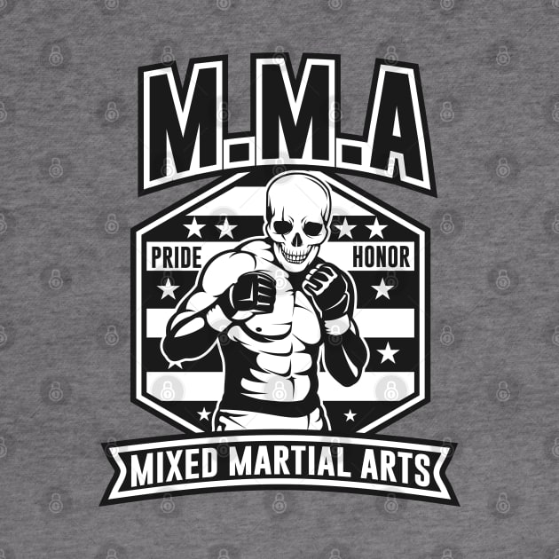 SKULL MMA BLACK AND WHITE by beanbeardy